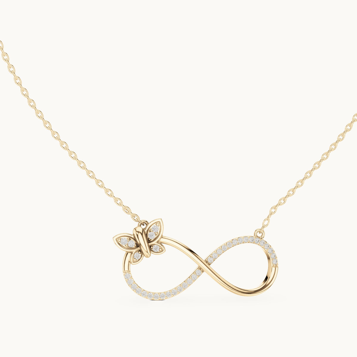 Round lab-grown diamond pave infinity pendant in yellow gold, 0.252 CT TW, view 1