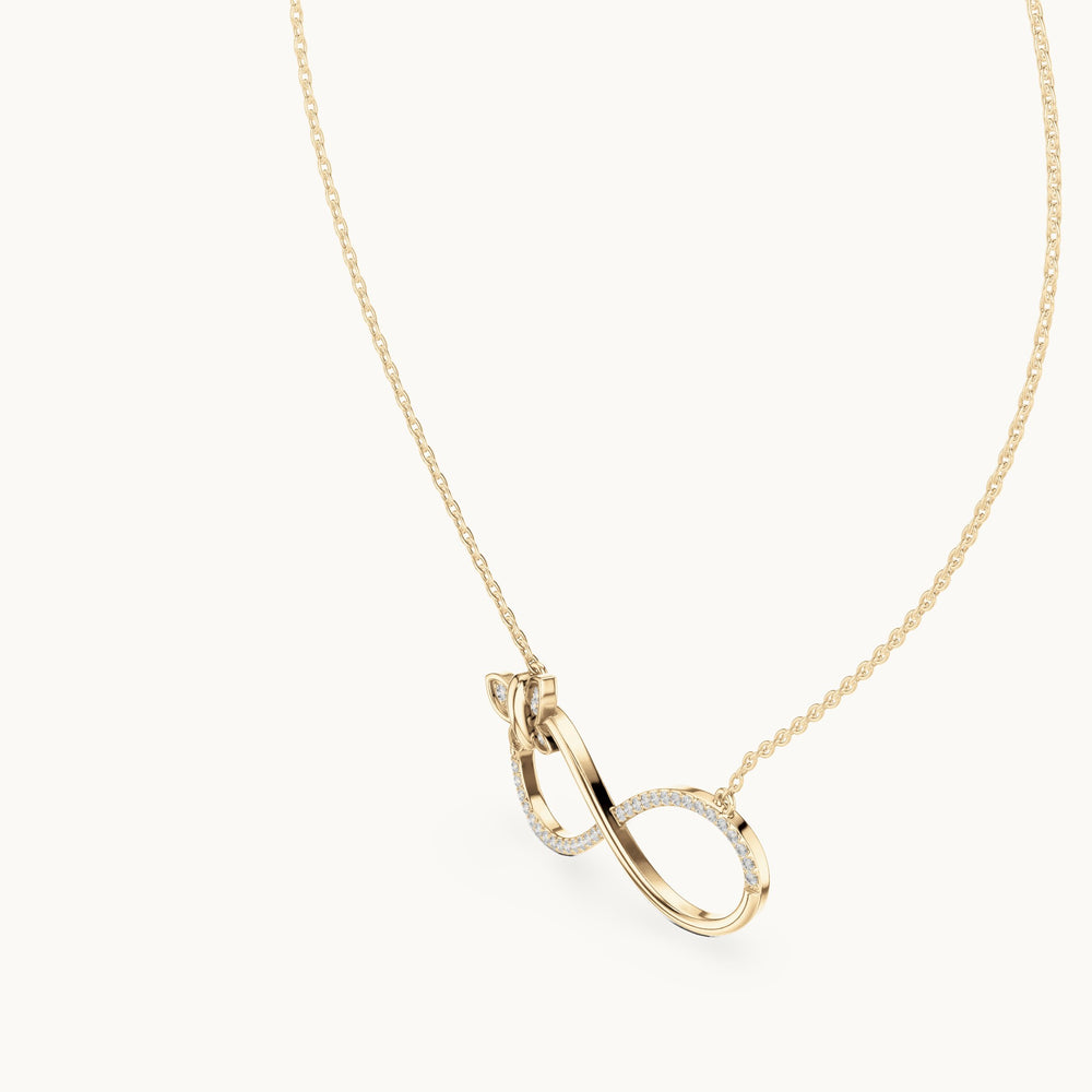 Round lab-grown diamond pave infinity pendant in yellow gold, 0.252 CT TW, view 2