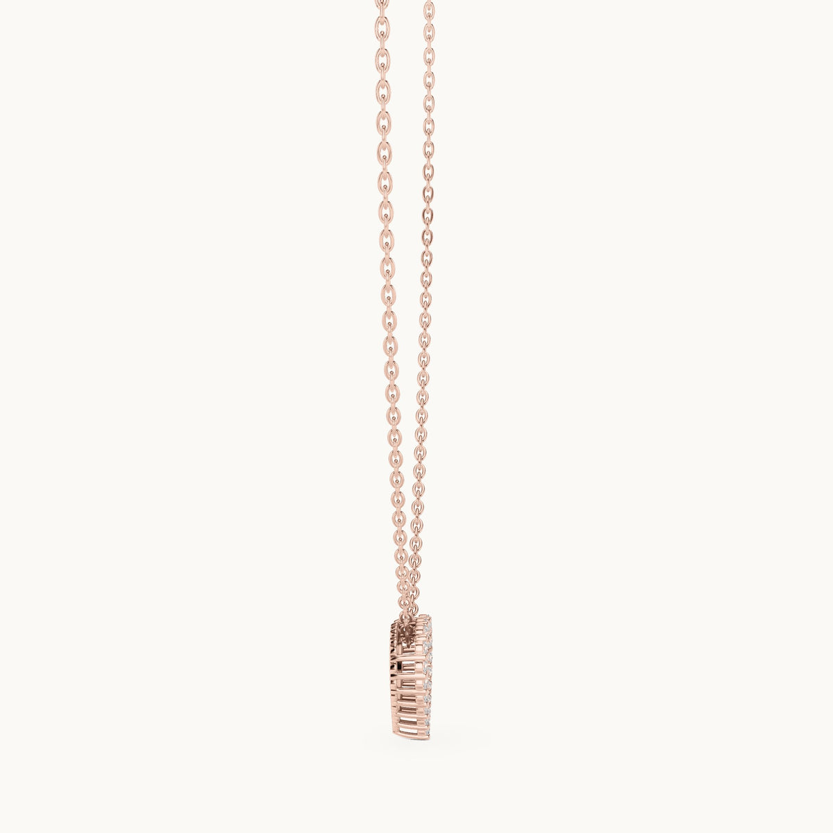 Round lab-grown diamond heart outline station pendant in rose gold, 0.24 CT TW, view 3