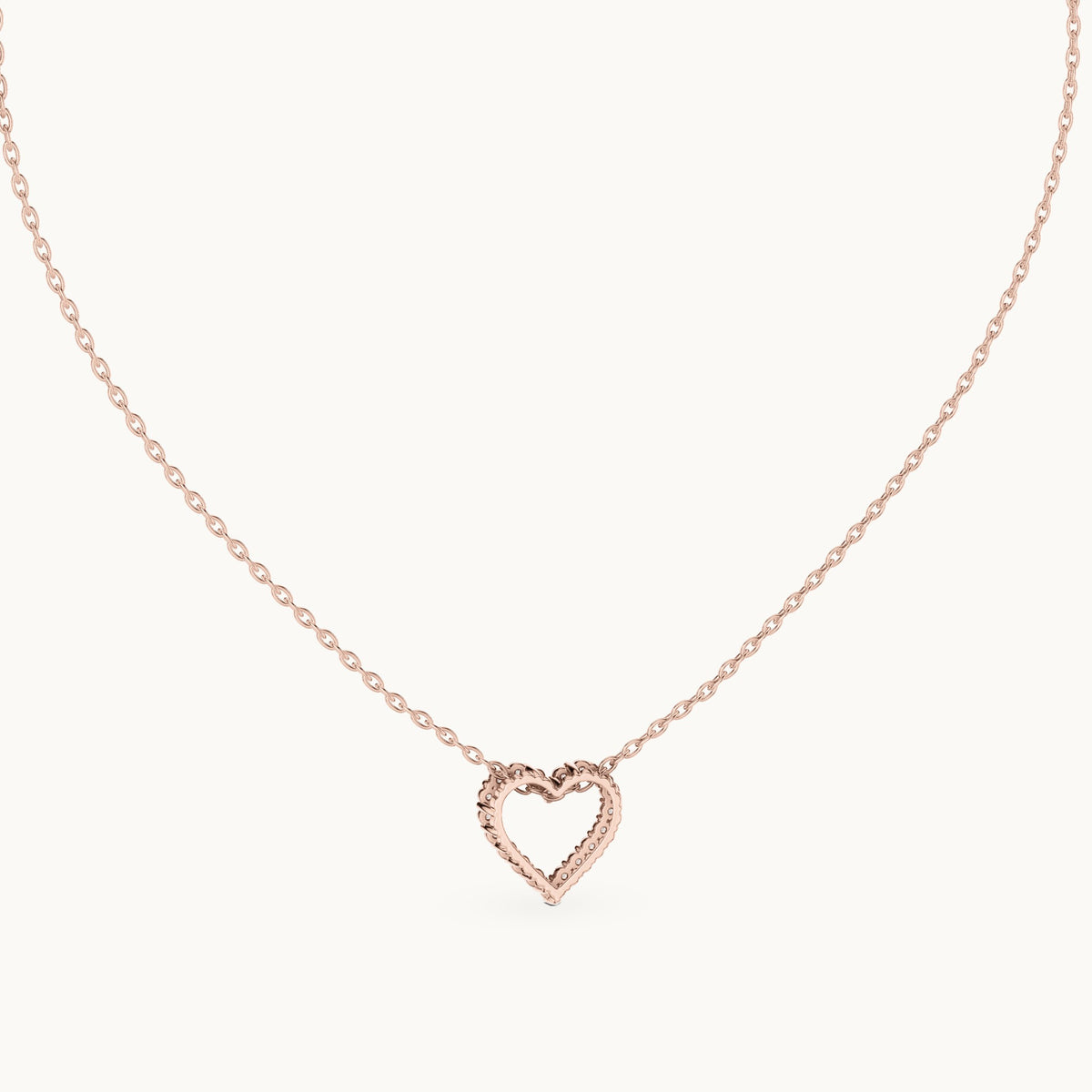 Round lab-grown diamond heart outline station pendant in rose gold, 0.24 CT TW, view 4