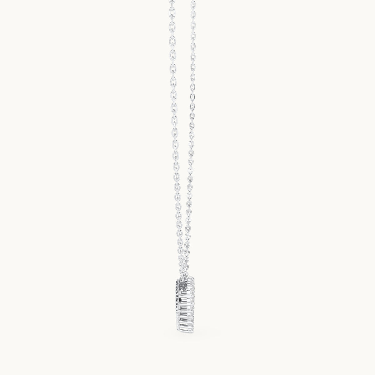 Round lab-grown diamond heart outline station pendant in white gold, 0.24 CT TW, view 3