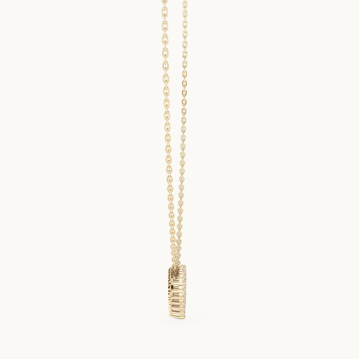 Round lab-grown diamond heart outline station pendant in yellow gold, 0.24 CT TW, view 3