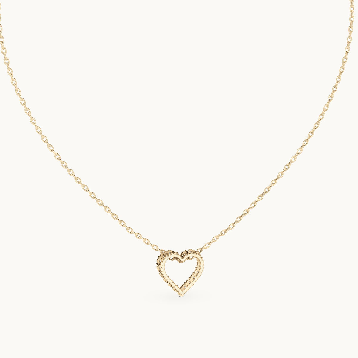 Round lab-grown diamond heart outline station pendant in yellow gold, 0.24 CT TW, view 4