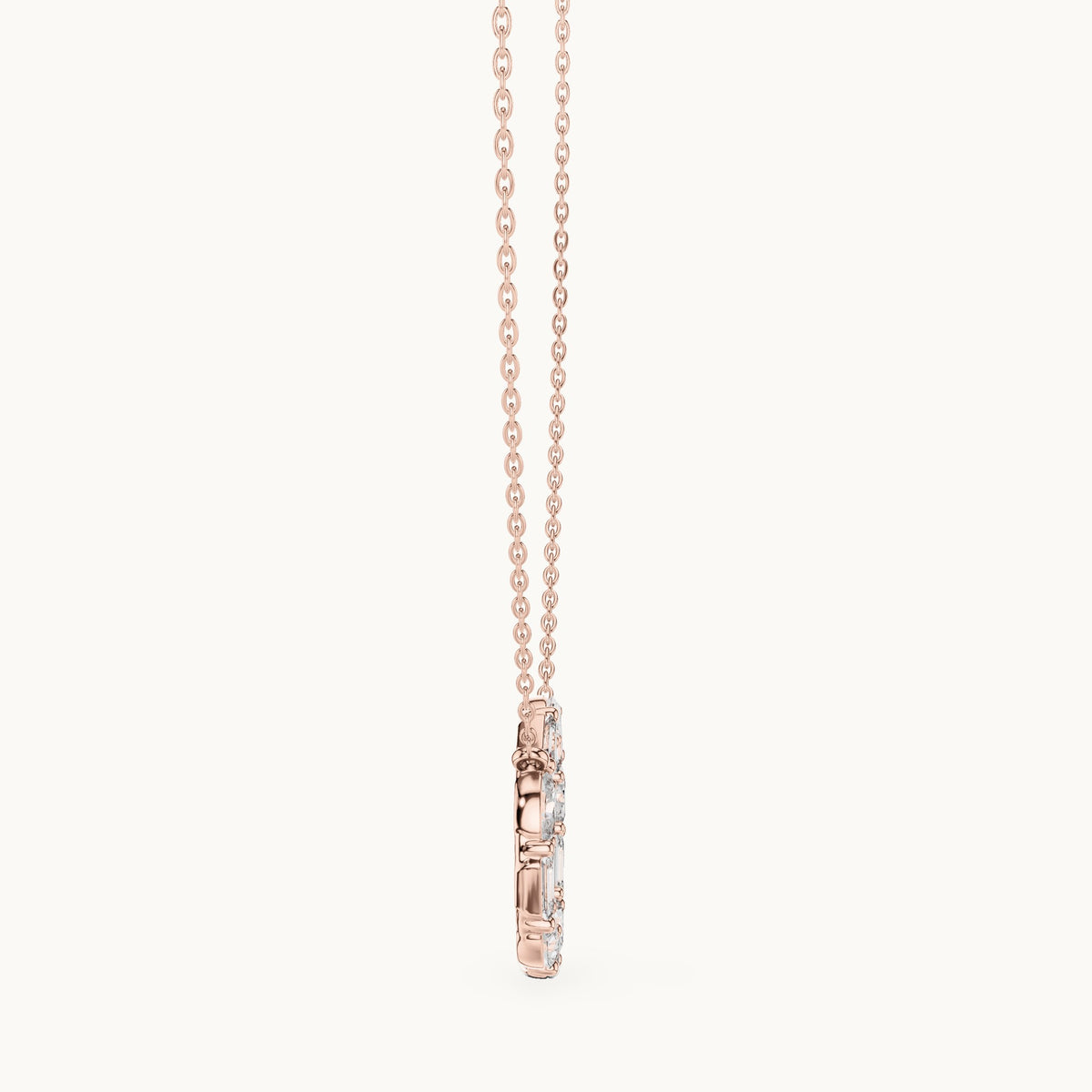Emerald-cut and oval lab-grown diamond alternating open circle pendant in rose gold, 3.00 CT TW, view 3
