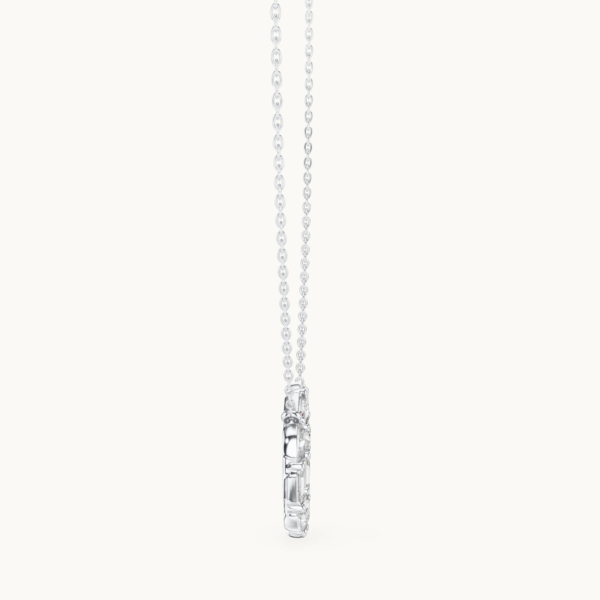 Emerald-cut and oval lab-grown diamond alternating open circle pendant in white gold, 3.00 CT TW, view 3