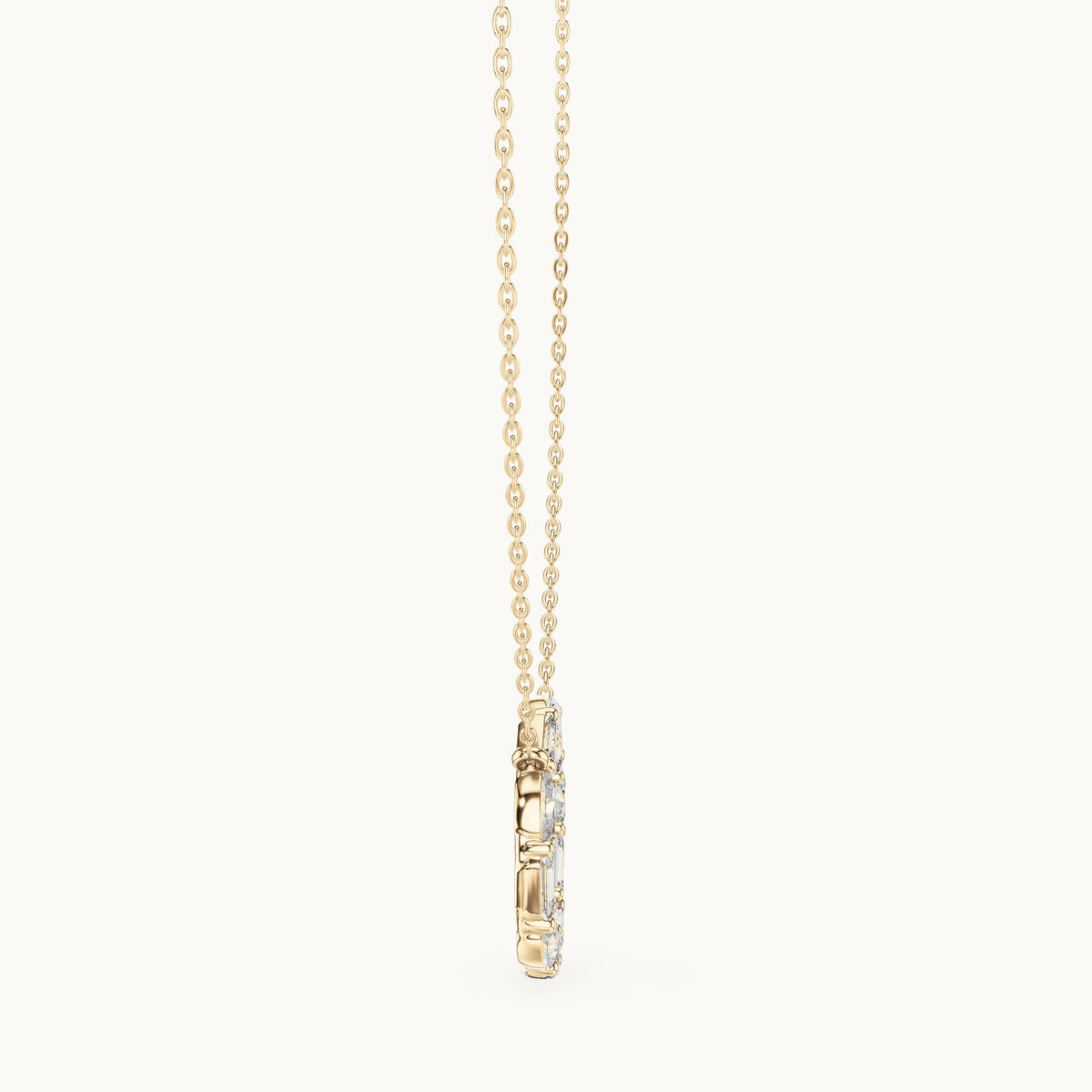 Emerald-cut and oval lab-grown diamond alternating open circle pendant in yellow gold, 3.00 CT TW, view 3