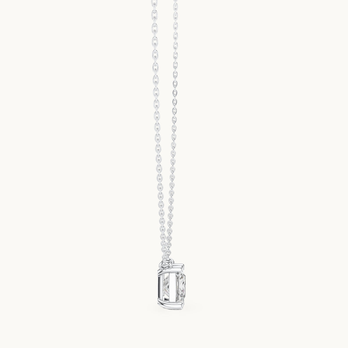 Princess-cut lab-grown diamond side-loop solitaire pendant in white gold, 2.50 CT TW, view 3