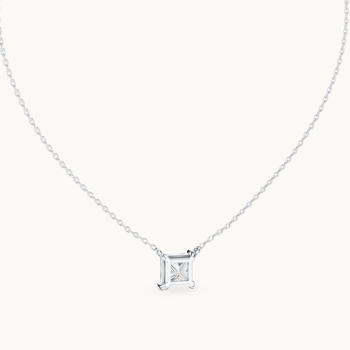 Princess-cut lab-grown diamond side-loop solitaire pendant in white gold, 2.50 CT TW, view 4