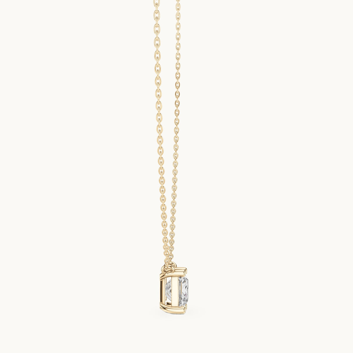Princess-cut lab-grown diamond side-loop solitaire pendant in yellow gold, 2.50 CT TW, view 3
