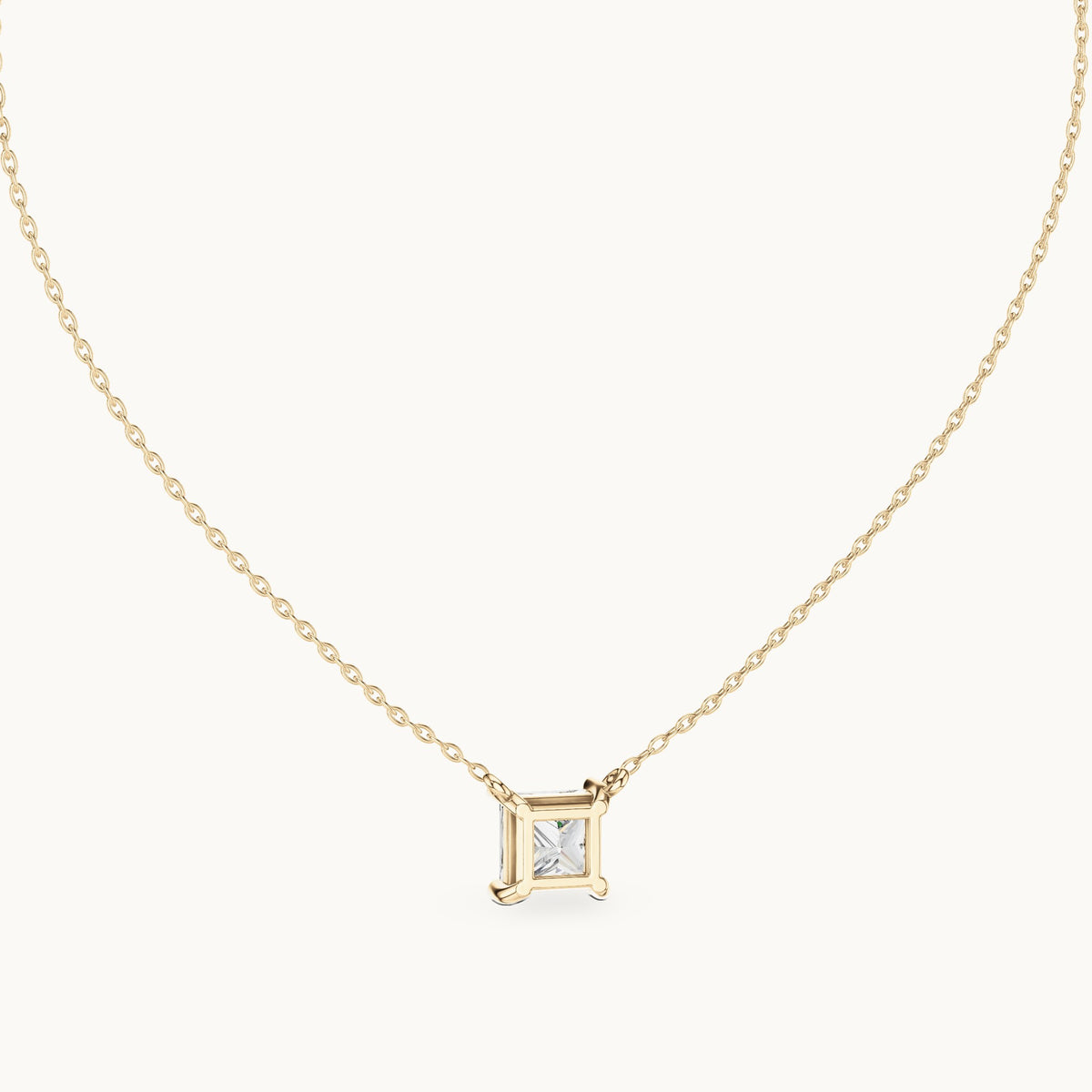 Princess-cut lab-grown diamond side-loop solitaire pendant in yellow gold, 2.50 CT TW, view 4