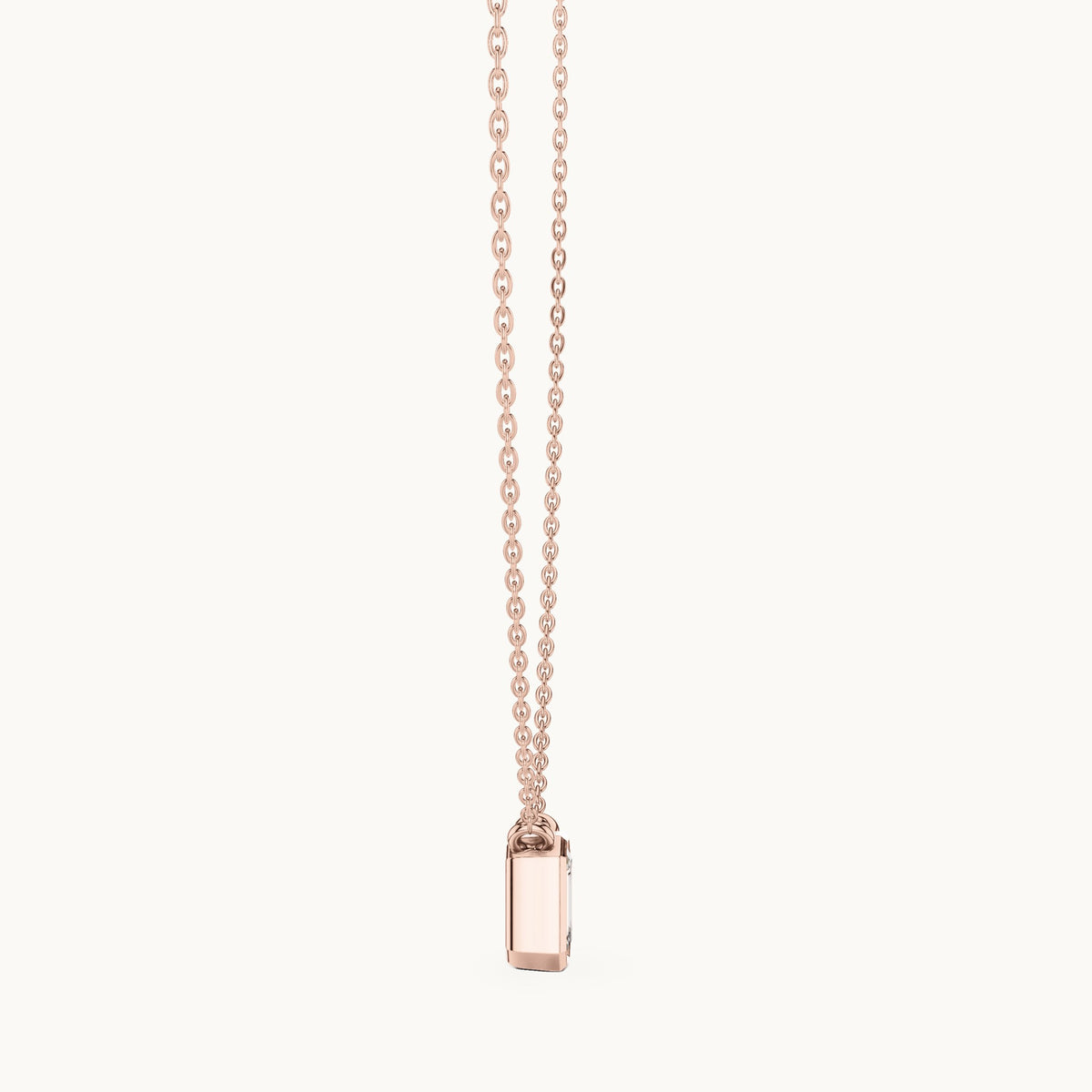 Emerald-cut lab-grown diamond bezel solitaire pendant in rose gold, 1.50 CT TW, view 3
