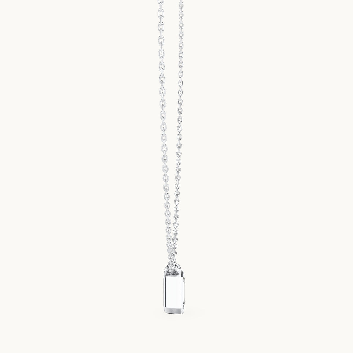 Emerald-cut lab-grown diamond bezel solitaire pendant in white gold, 1.50 CT TW, view 3