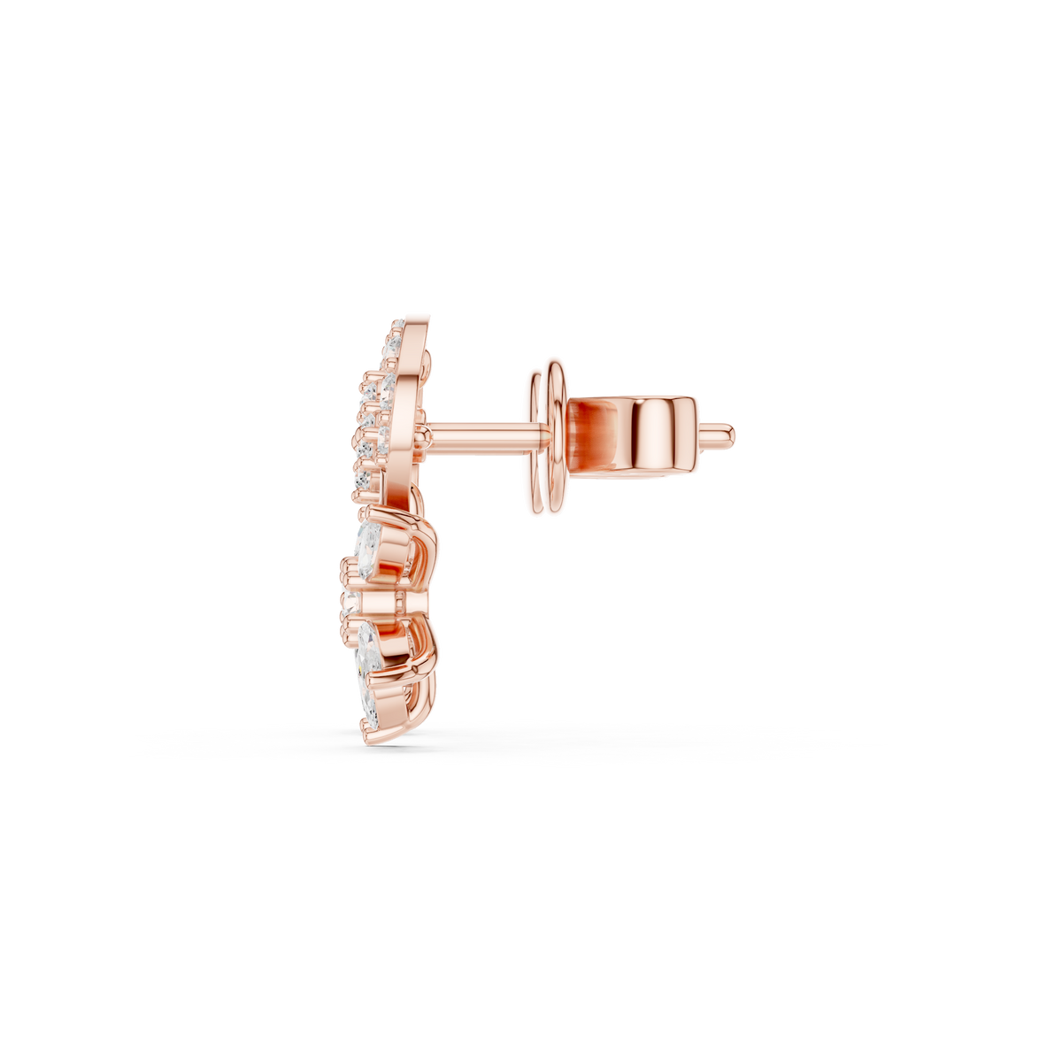Round and marquise lab-grown diamond swirl stud earrings in rose gold, 0.40 CT TW, view 3