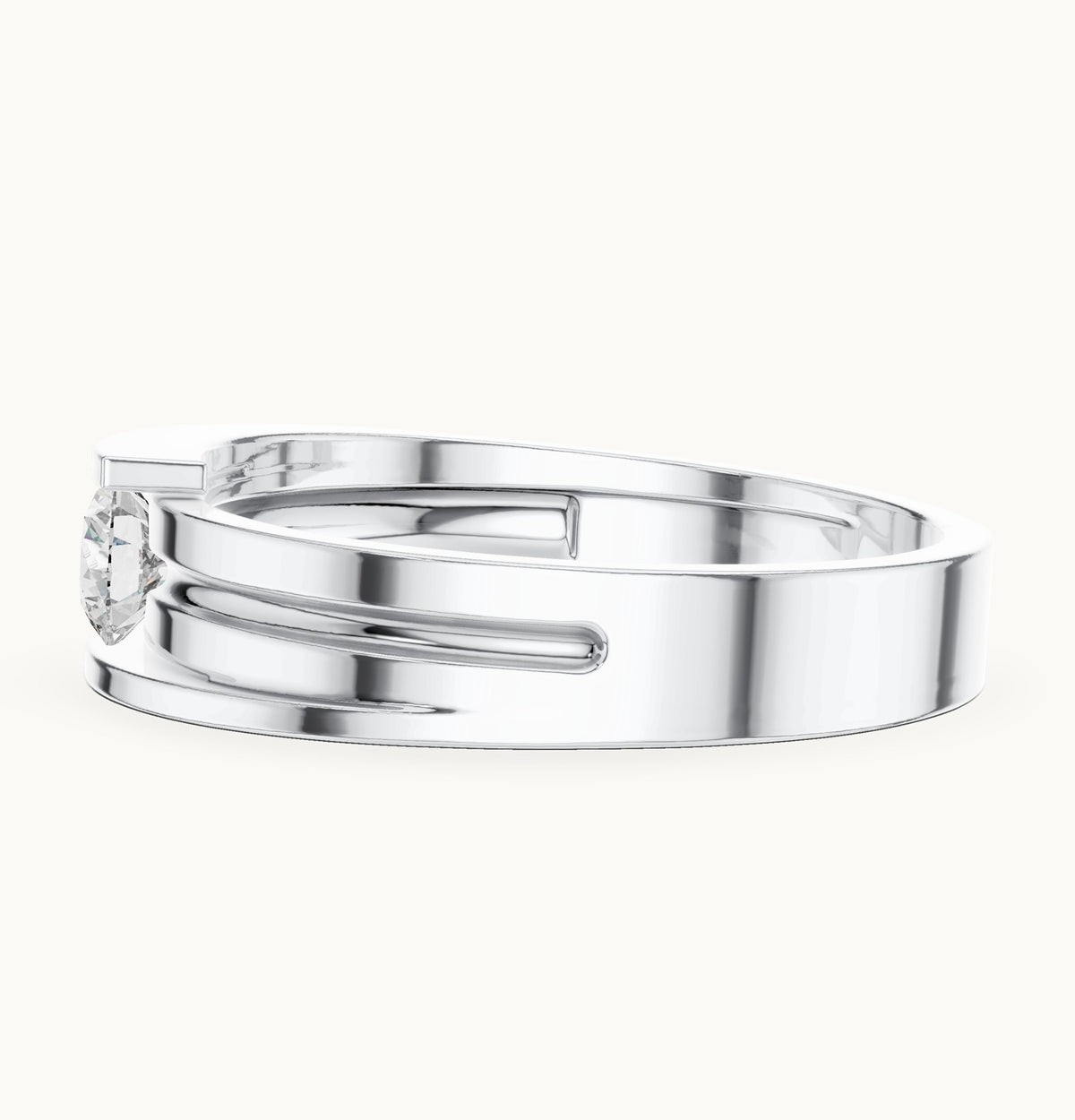 Round lab-grown diamond bar solitaire ring in white gold, 0.30 CT TW, view 3