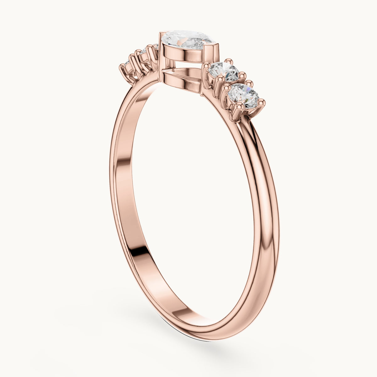 Marquise lab-grown diamond east-west five-stone ring in rose gold, 0.29 CT TW, view 1