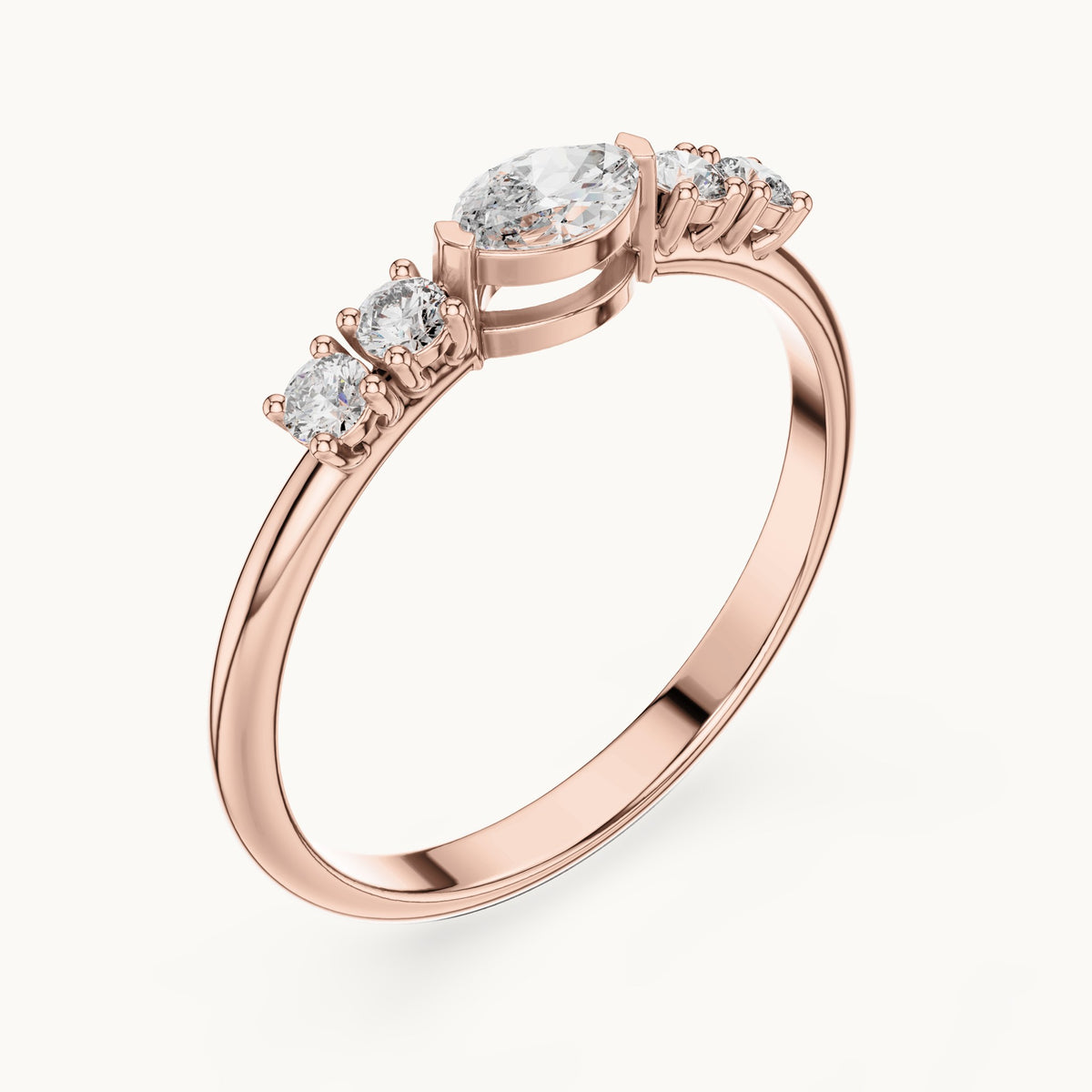 Marquise lab-grown diamond east-west five-stone ring in rose gold, 0.29 CT TW, view 2