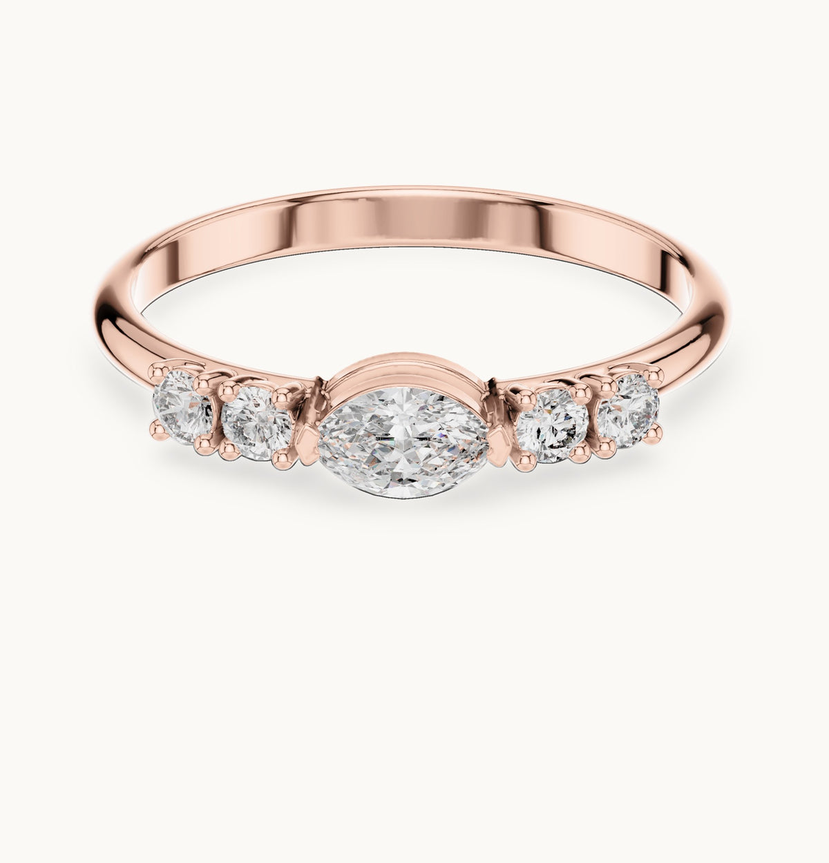 Marquise lab-grown diamond east-west five-stone ring in rose gold, 0.29 CT TW, view 4