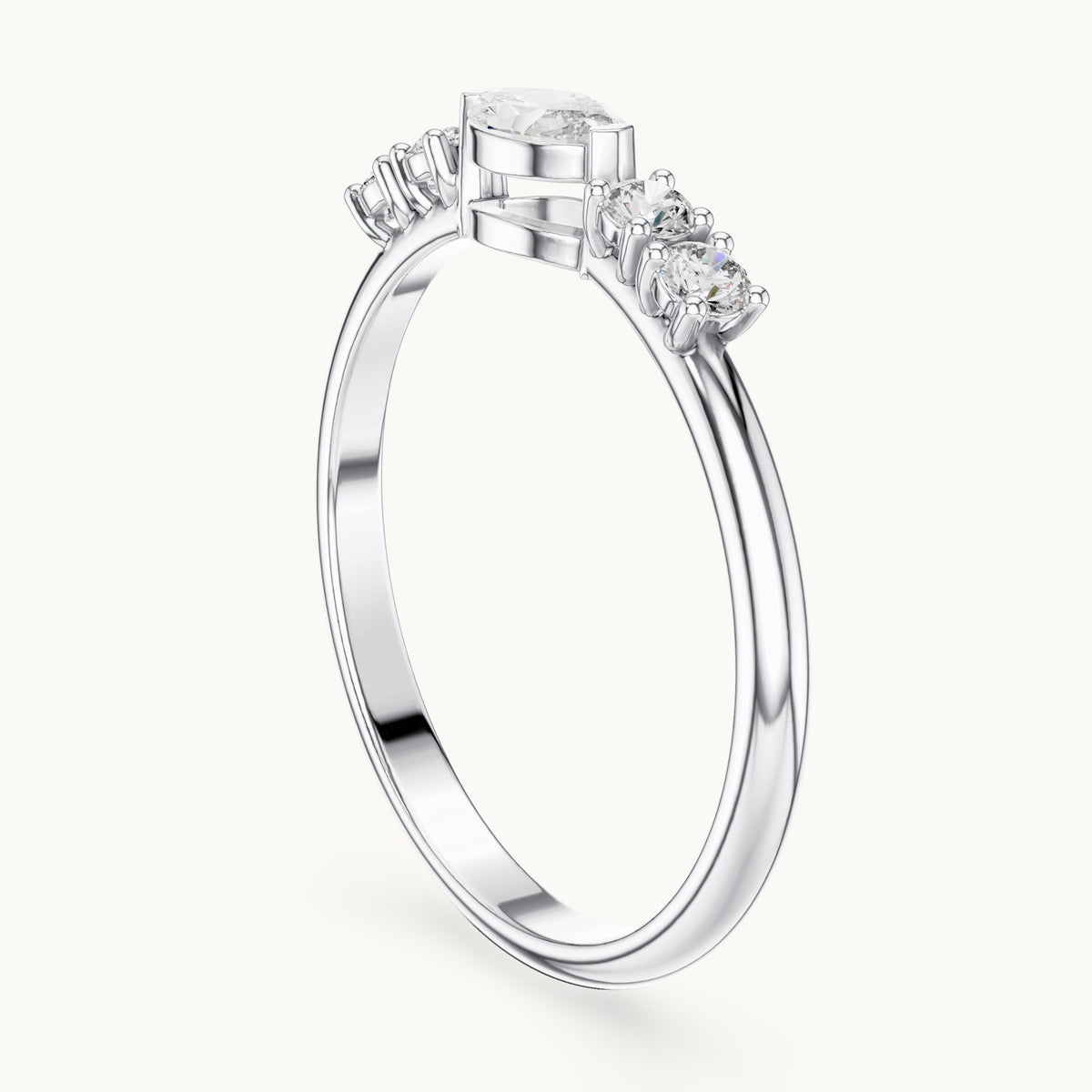 Marquise lab-grown diamond east-west five-stone ring in white gold, 0.29 CT TW, view 1