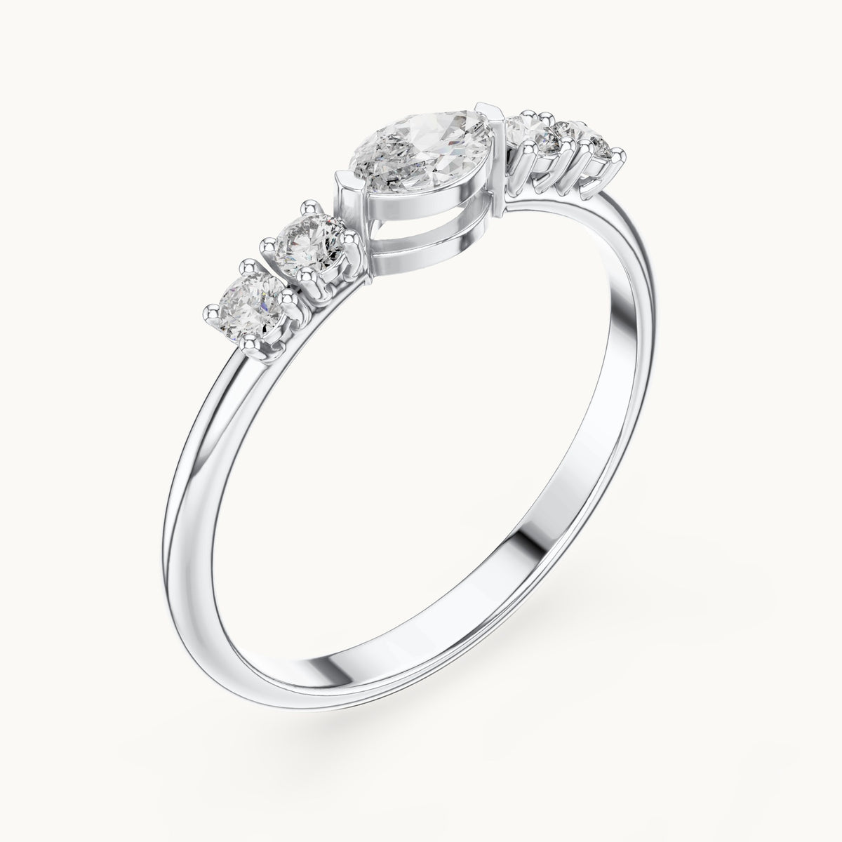 Marquise lab-grown diamond east-west five-stone ring in white gold, 0.29 CT TW, view 2