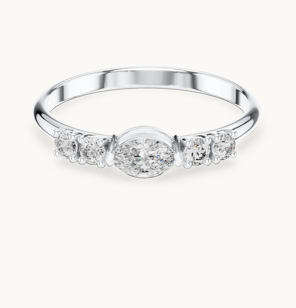 Marquise lab-grown diamond east-west five-stone ring in white gold, 0.29 CT TW, view 4
