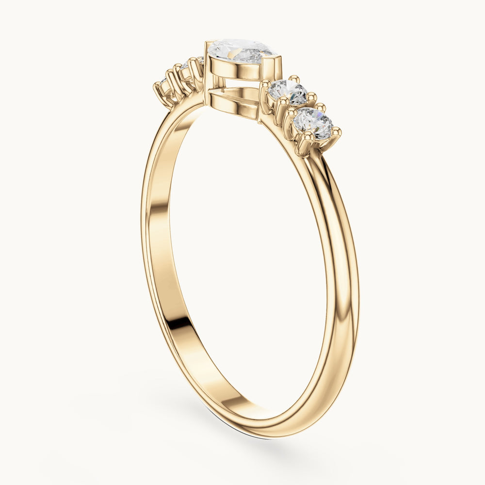 Marquise lab-grown diamond east-west five-stone ring in yellow gold, 0.29 CT TW, view 1
