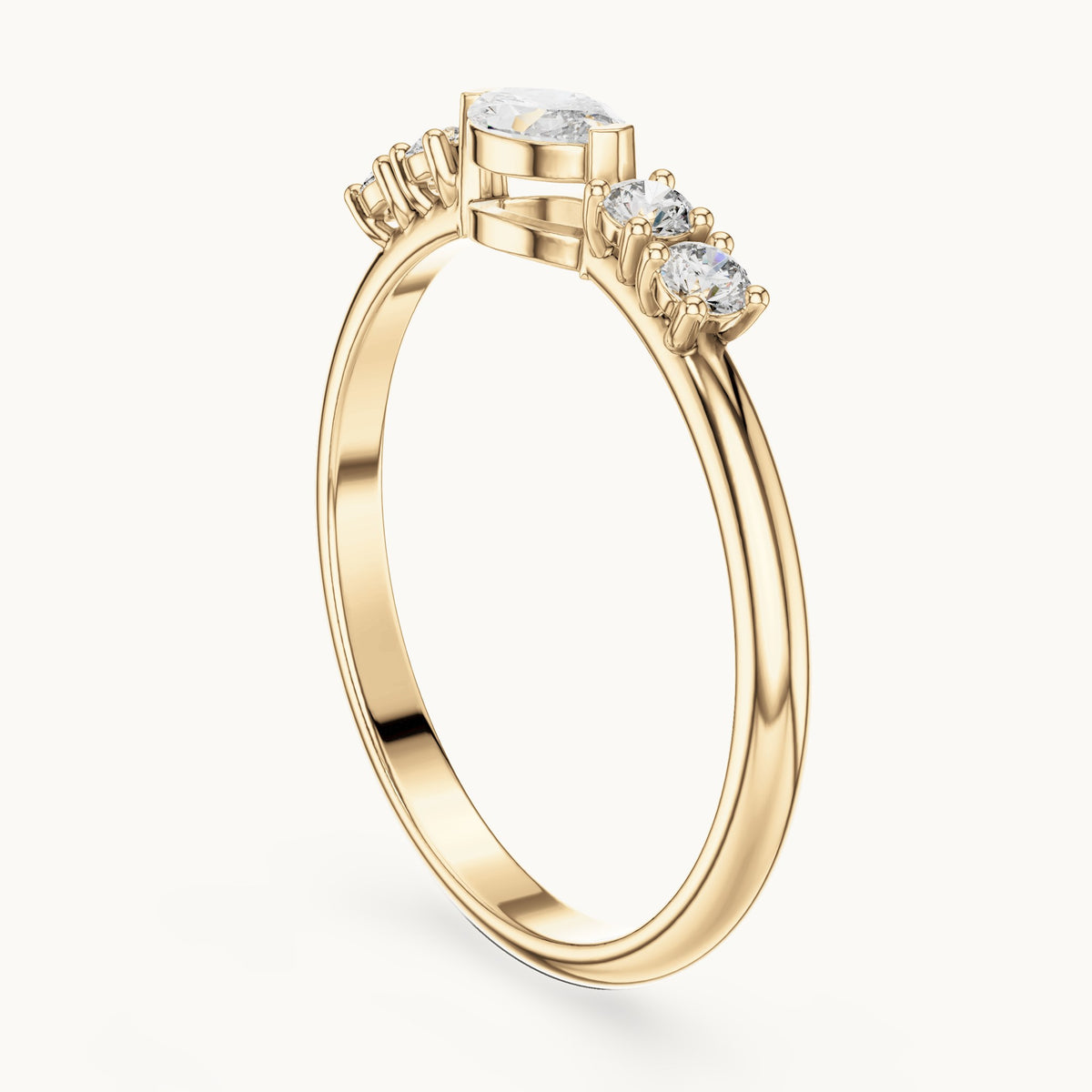 Marquise lab-grown diamond east-west five-stone ring in yellow gold, 0.29 CT TW, view 1