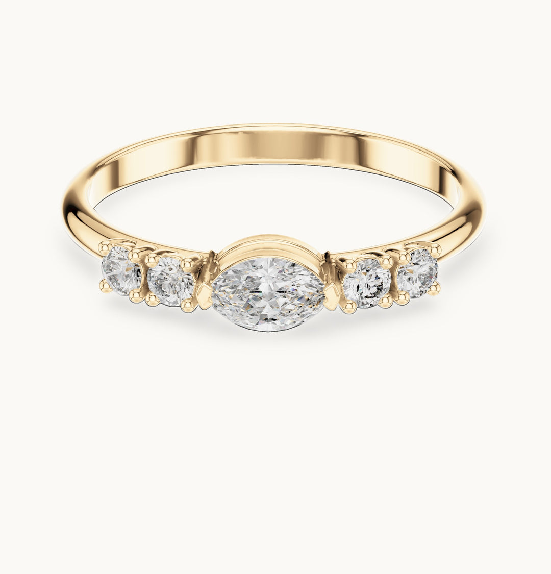 Marquise lab-grown diamond east-west five-stone ring in yellow gold, 0.29 CT TW, view 4