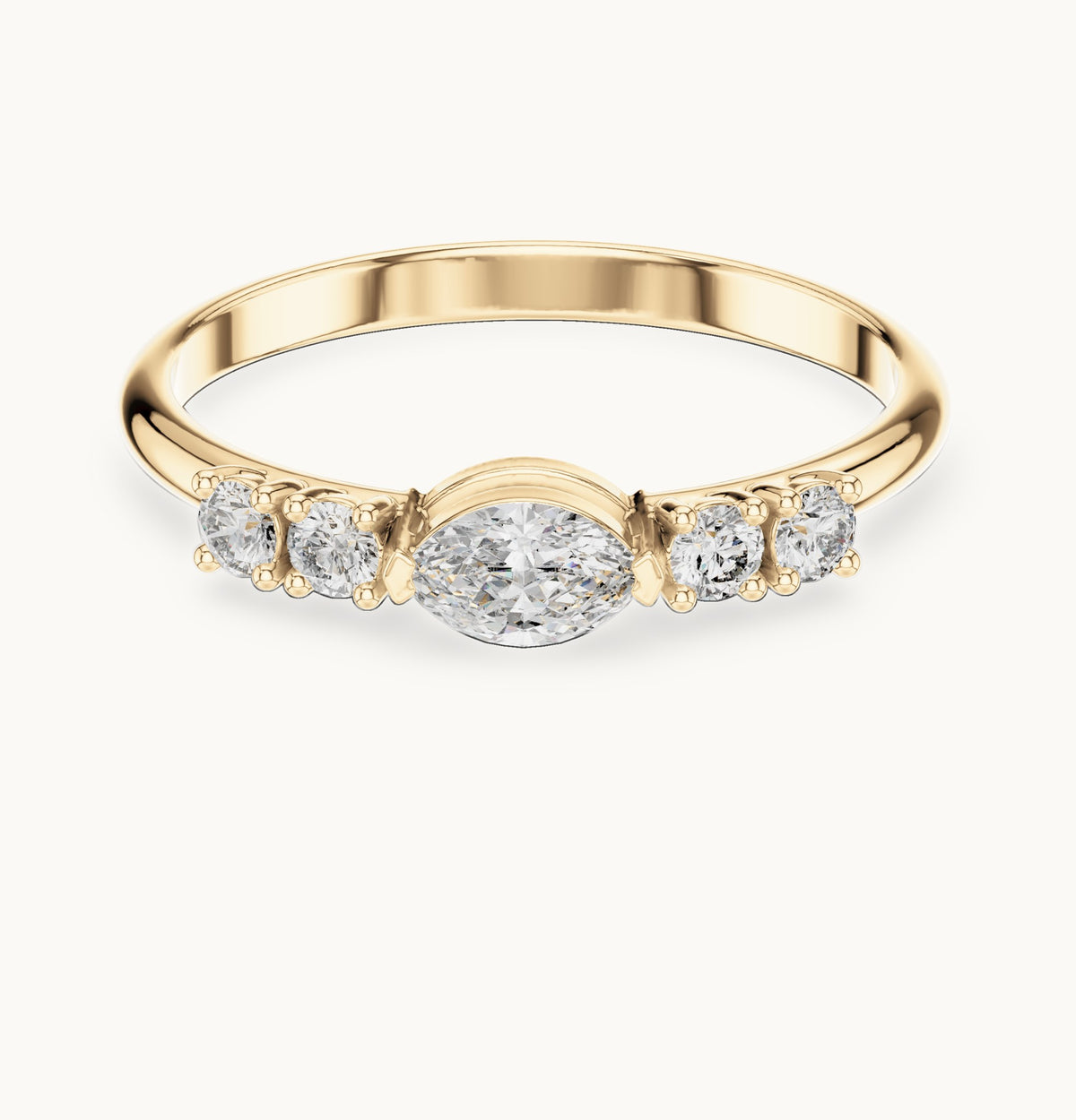 Marquise lab-grown diamond east-west five-stone ring in yellow gold, 0.29 CT TW, view 4