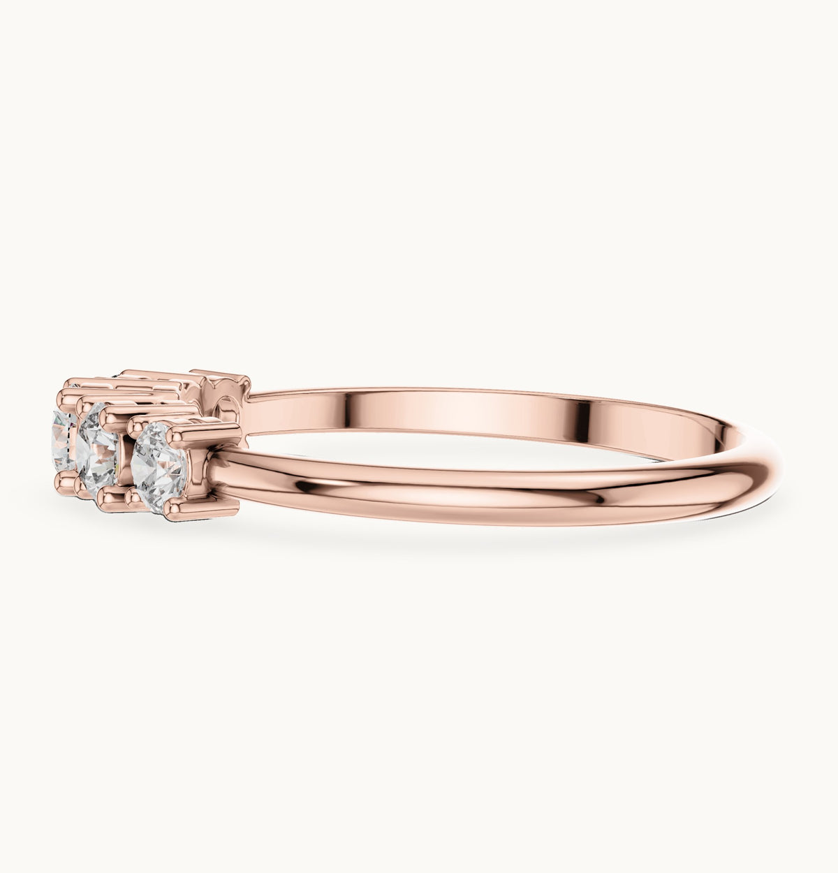 Round lab-grown diamond graduated five-stone band in rose gold, 0.42 CT TW, view 3