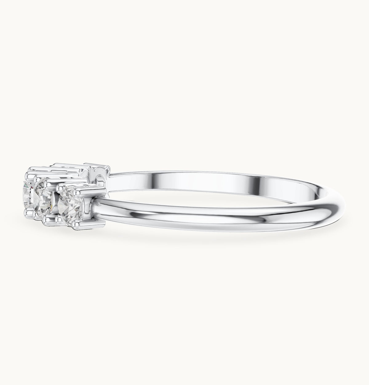 Round lab-grown diamond graduated five-stone band in white gold, 0.42 CT TW, view 3