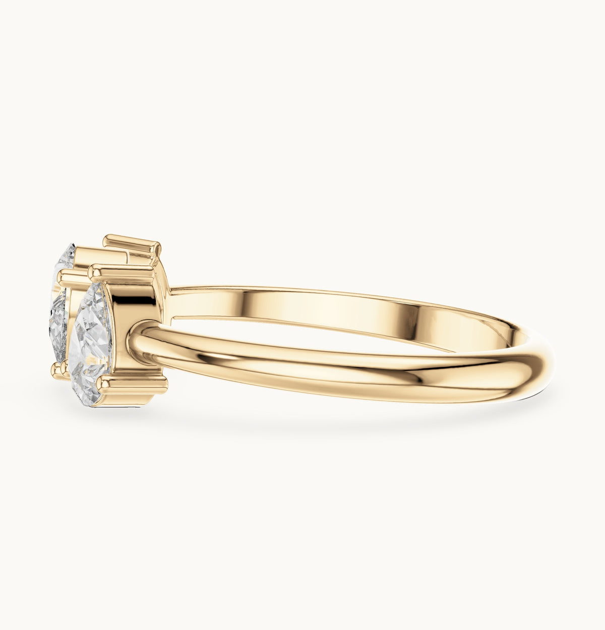 Pear lab-grown diamond three-stone open ring in yellow gold, 0.50 CT TW, view 3