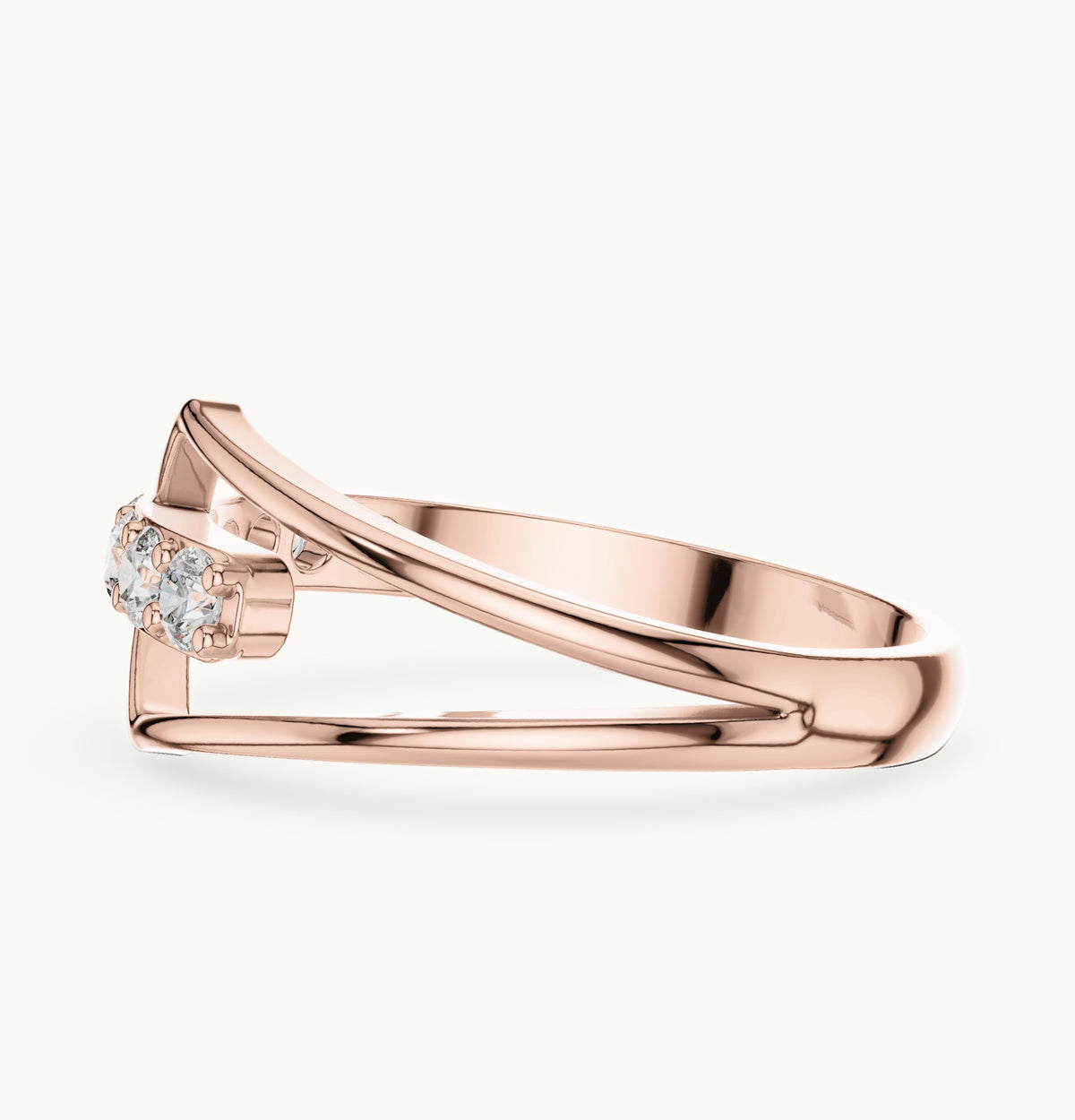 Round lab-grown diamond open wrap ring in rose gold, 0.36 CT TW, view 3