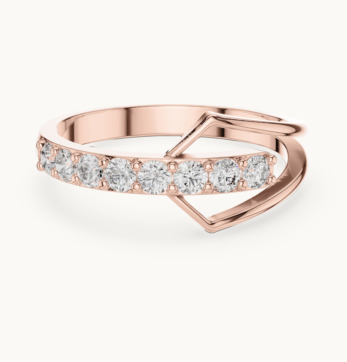 Round lab-grown diamond open wrap ring in rose gold, 0.36 CT TW, view 4