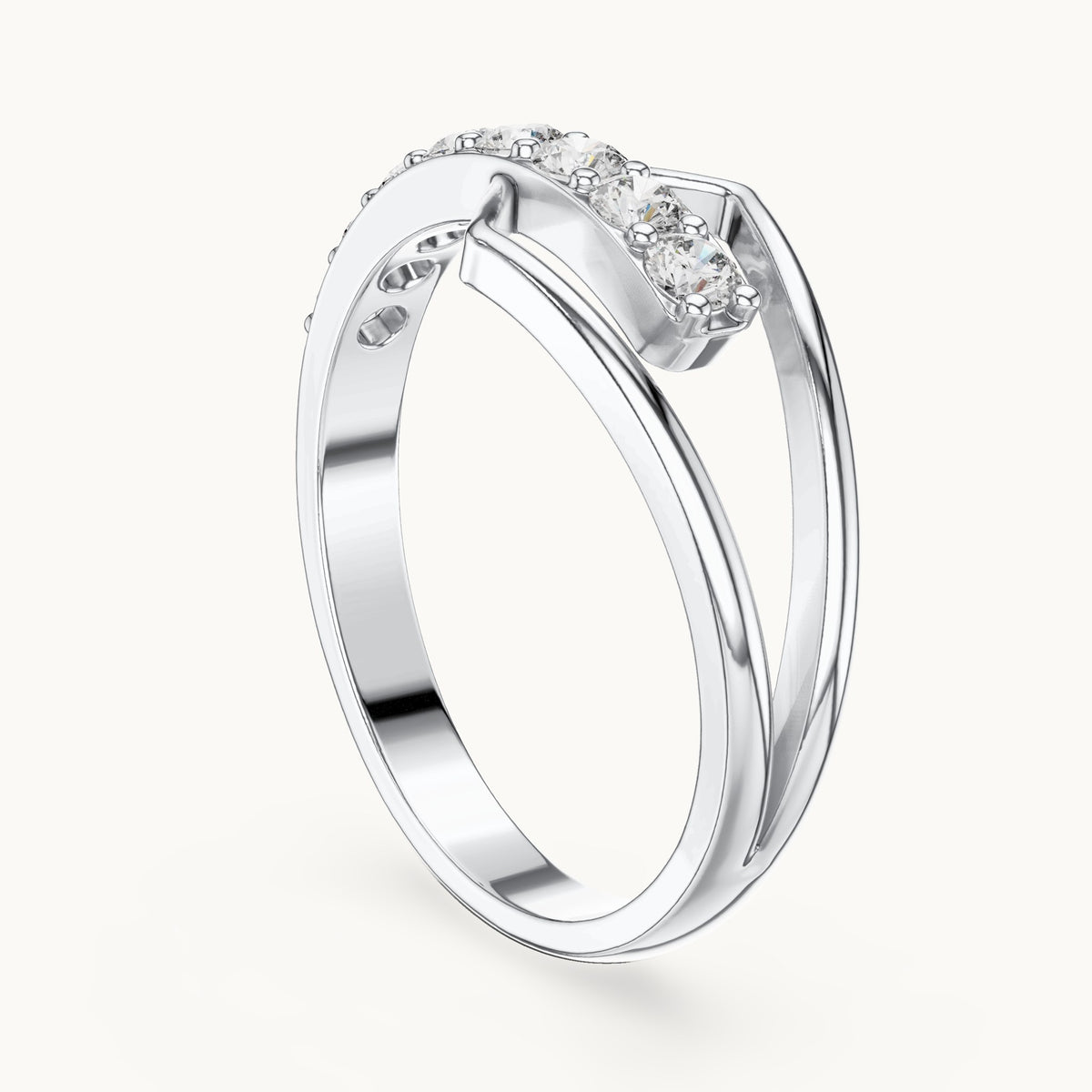 Round lab-grown diamond open wrap ring in white gold, 0.36 CT TW, view 1