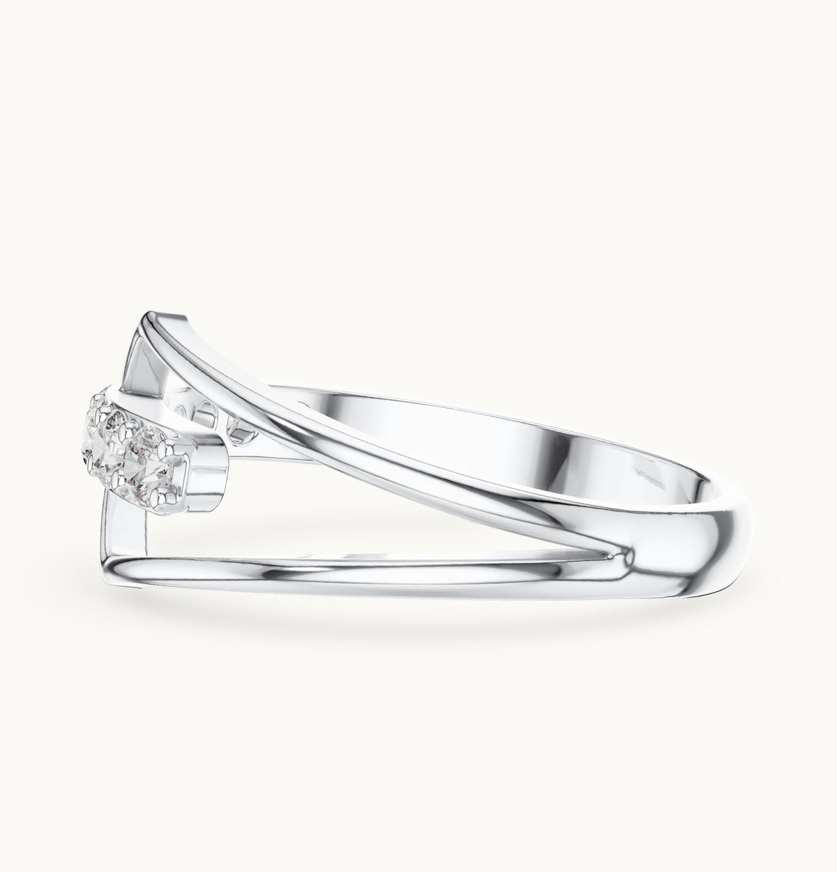 Round lab-grown diamond open wrap ring in white gold, 0.36 CT TW, view 3