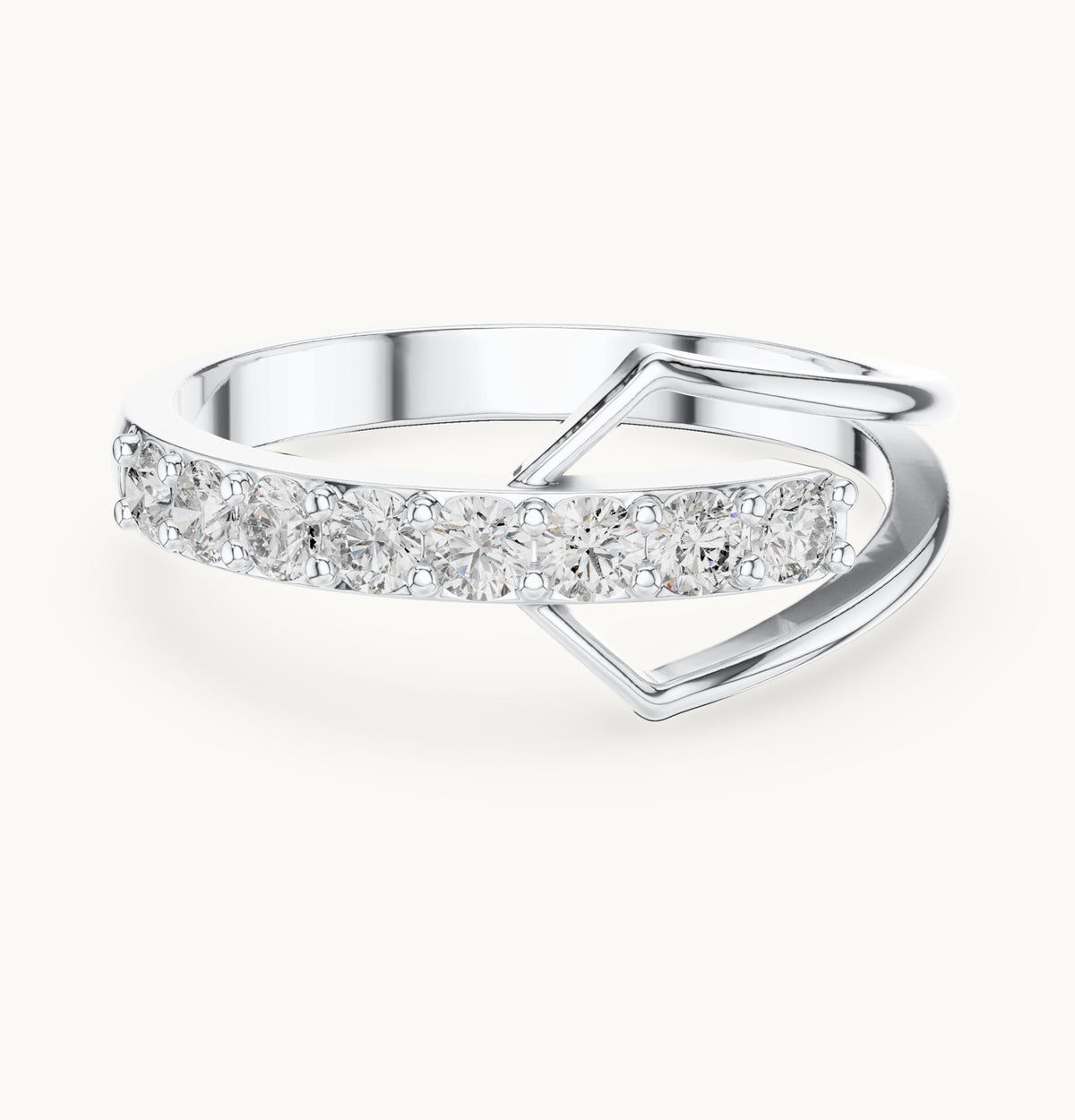 Round lab-grown diamond open wrap ring in white gold, 0.36 CT TW, view 4