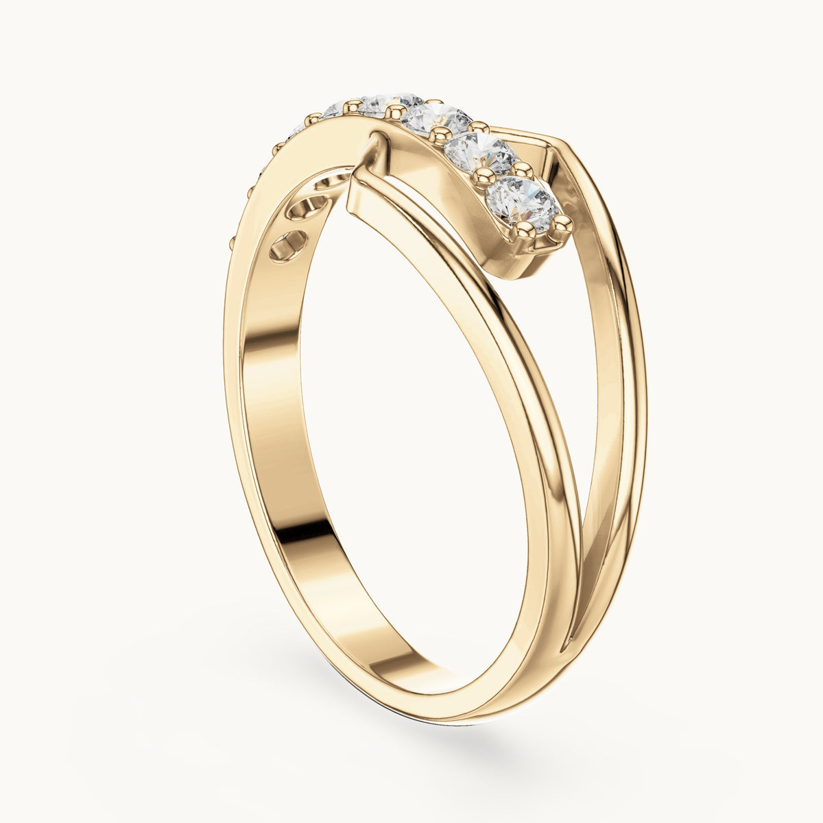 Round lab-grown diamond open wrap ring in yellow gold, 0.36 CT TW, view 1