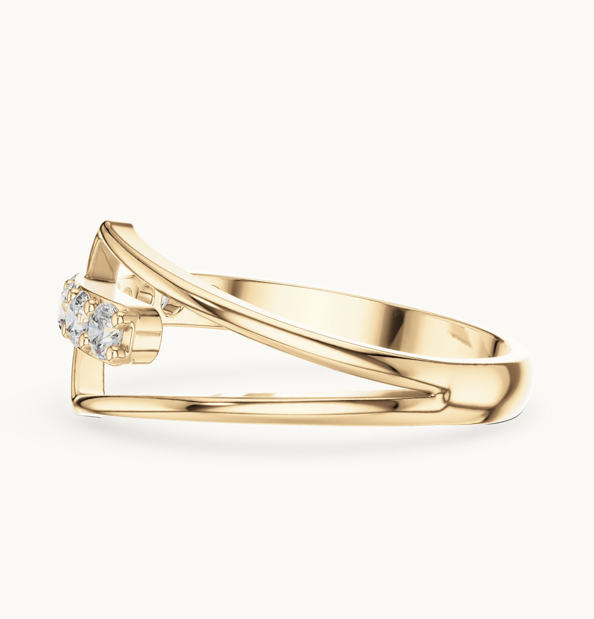 Round lab-grown diamond open wrap ring in yellow gold, 0.36 CT TW, view 3