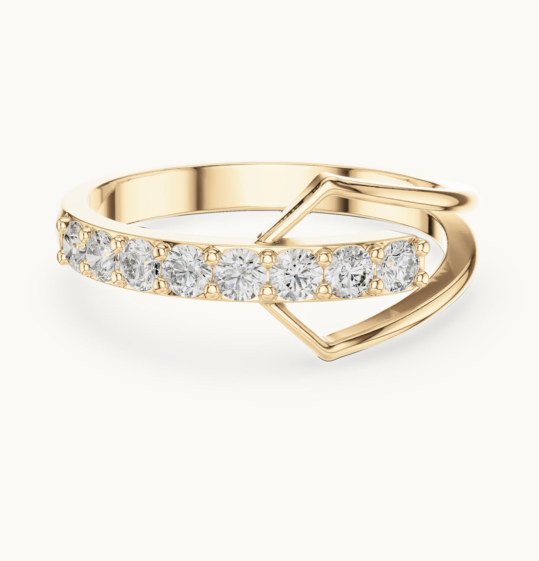 Round lab-grown diamond open wrap ring in yellow gold, 0.36 CT TW, view 4