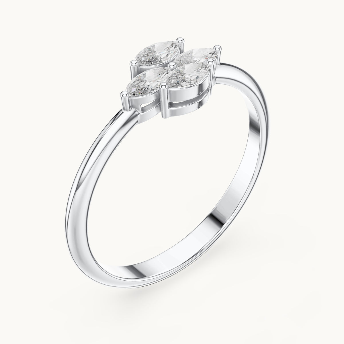 Marquise lab-grown diamond cluster ring in white gold, 0.21 CT TW, view 2