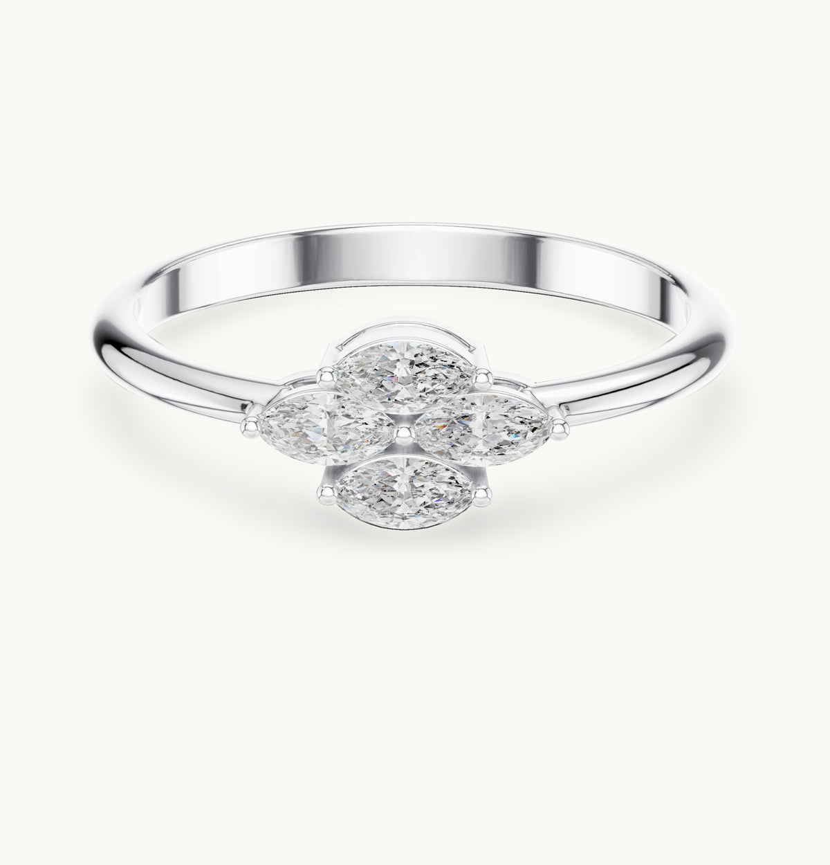 Marquise lab-grown diamond cluster ring in white gold, 0.21 CT TW, view 4