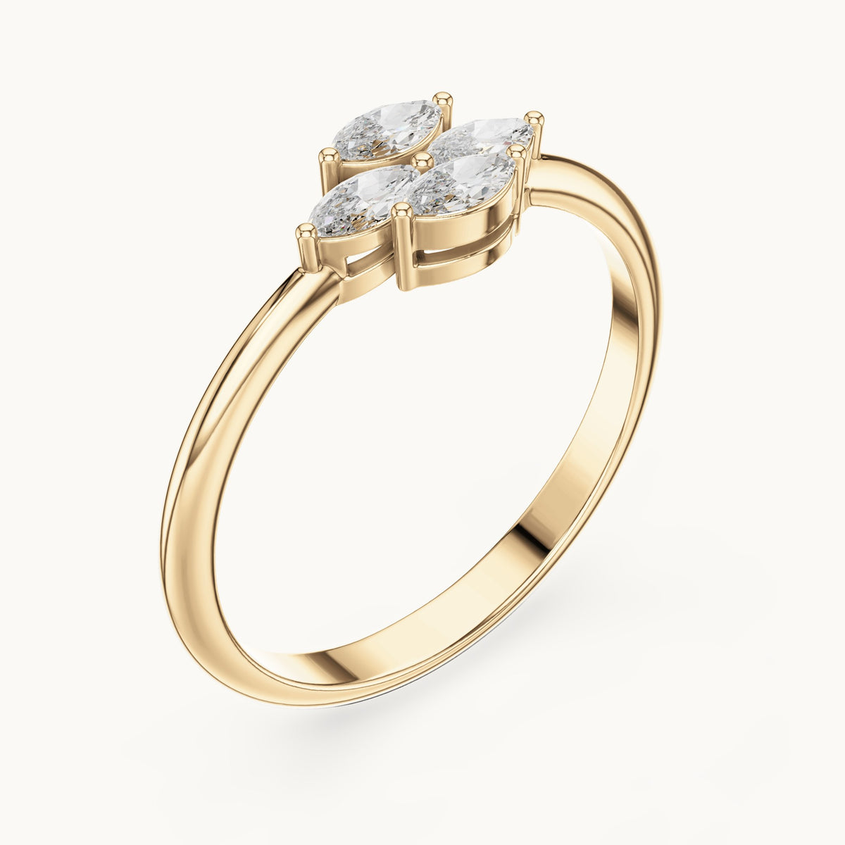 Marquise lab-grown diamond cluster ring in yellow gold, 0.21 CT TW, view 2
