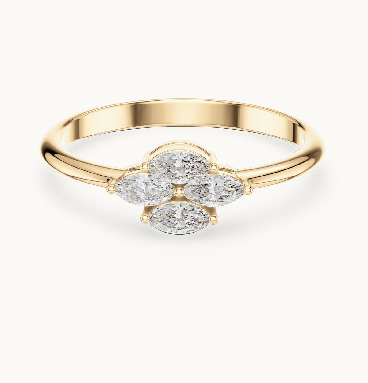 Marquise lab-grown diamond cluster ring in yellow gold, 0.21 CT TW, view 4