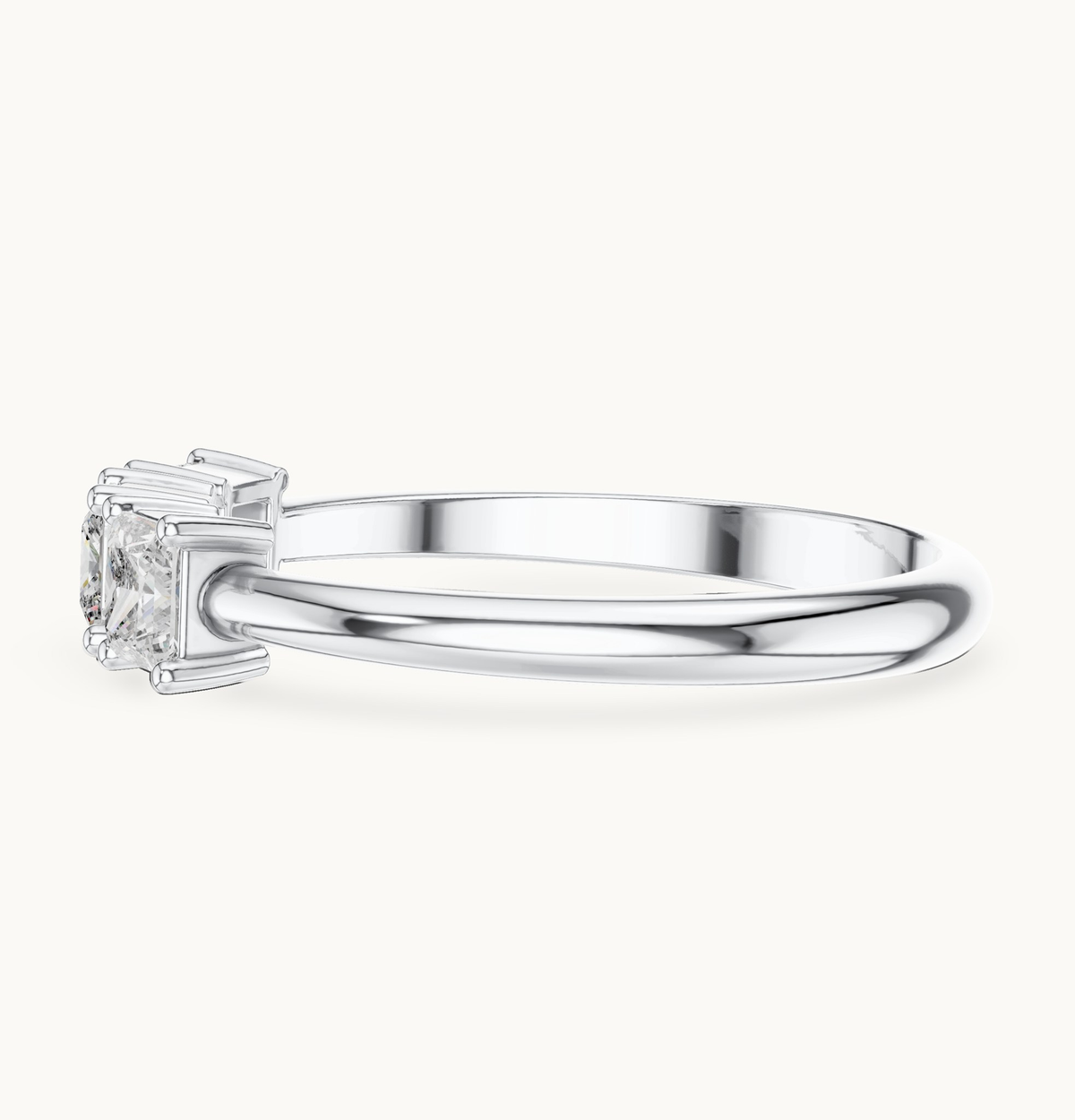 Princess-cut lab-grown diamond three stone ring in 14K white gold, 0.51 CT TW, view 3