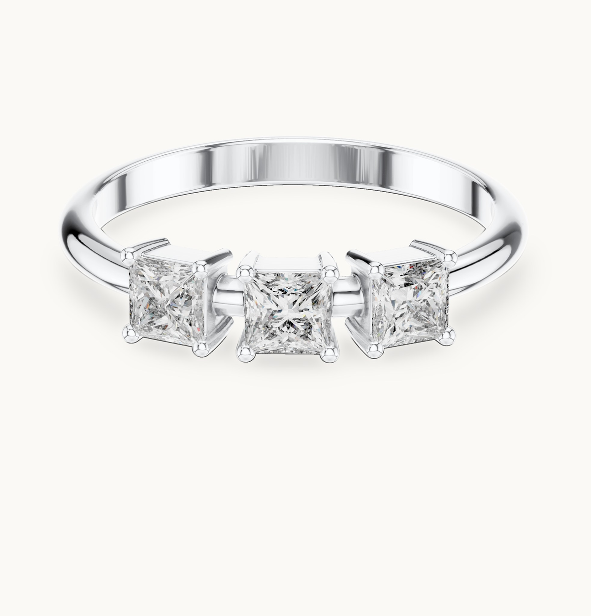 Princess-cut lab-grown diamond three stone ring in 14K white gold, 0.51 CT TW, view 4