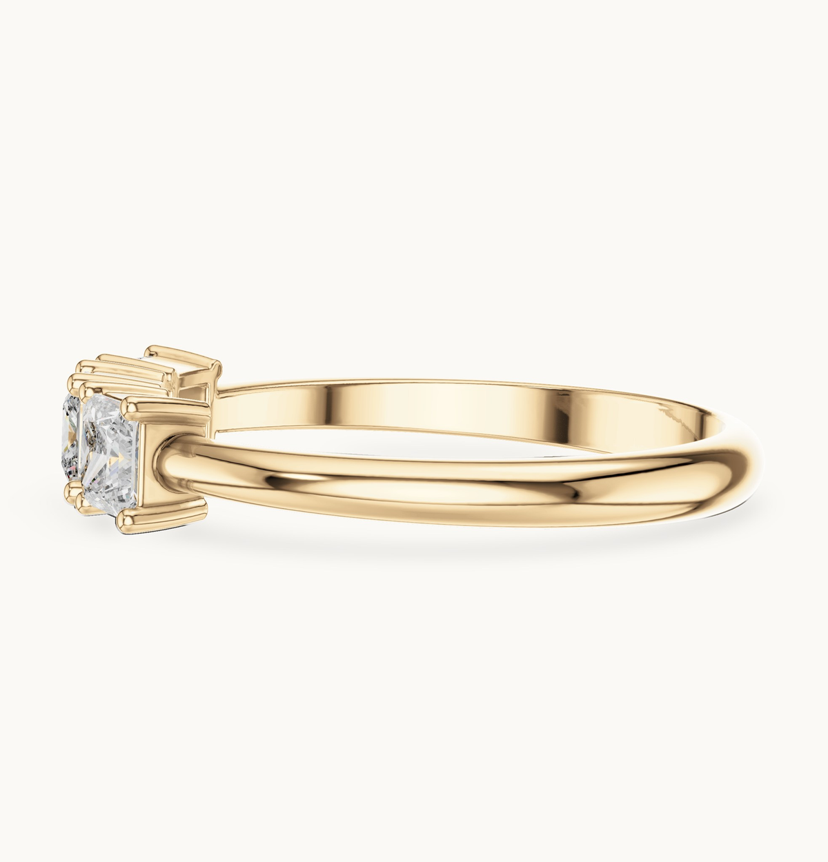 Princess-cut lab-grown diamond three stone ring in 14K yellow gold, 0.51 CT TW, view 3