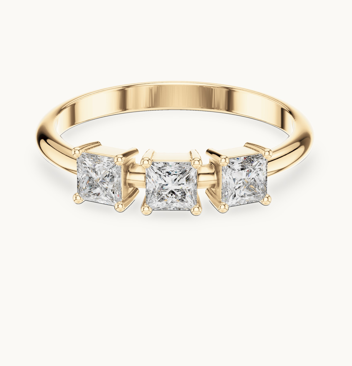 Princess-cut lab-grown diamond three stone ring in 14K yellow gold, 0.51 CT TW, view 4