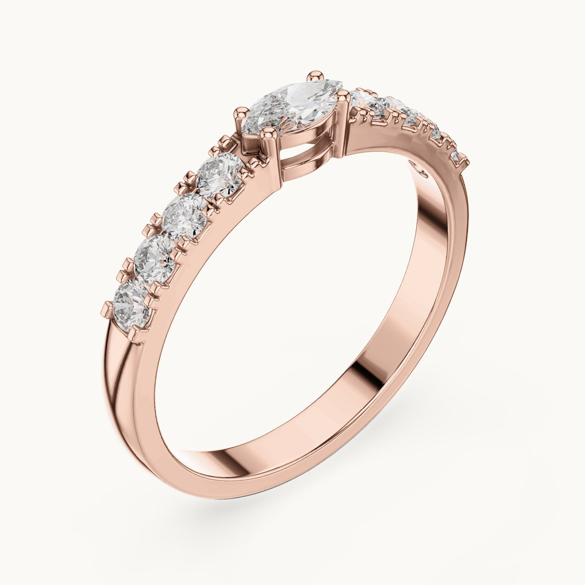 Marquise lab-grown diamond east-west anniversary band in rose gold, 0.38 CT TW, view 2