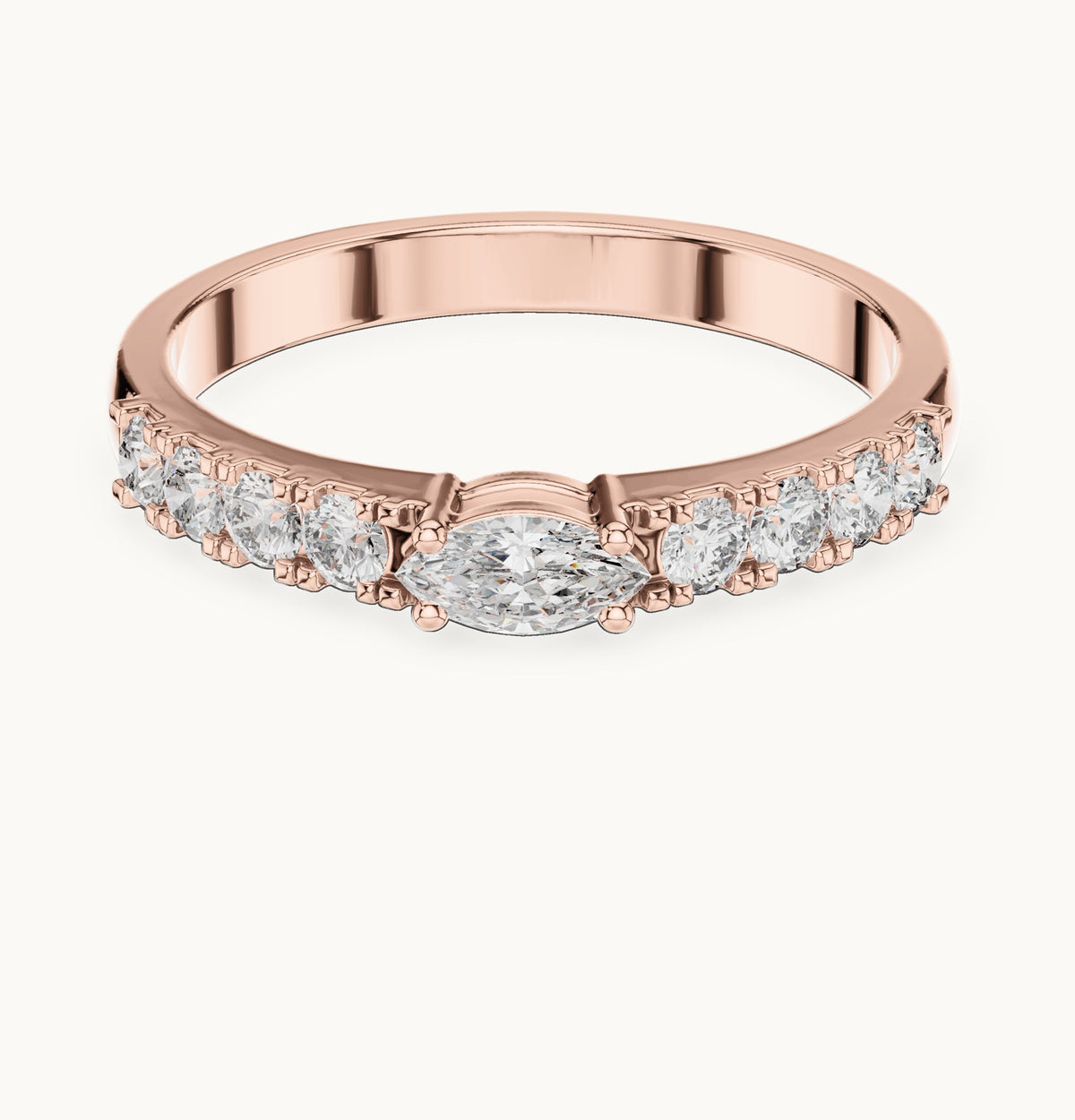 Marquise lab-grown diamond east-west anniversary band in rose gold, 0.38 CT TW, view 4