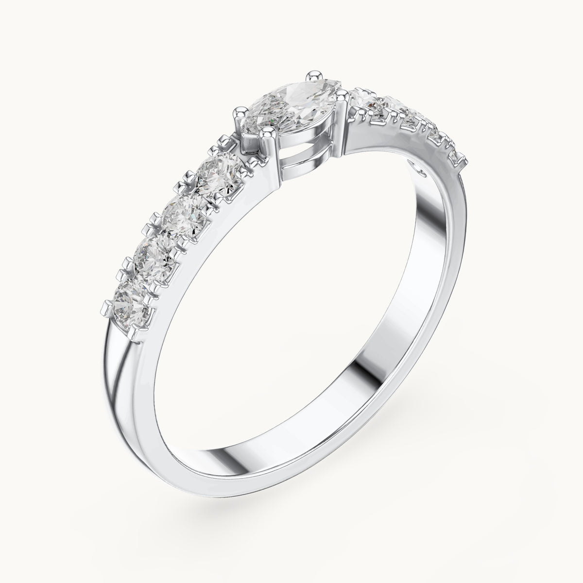 Marquise lab-grown diamond east-west anniversary band in white gold, 0.38 CT TW, view 2